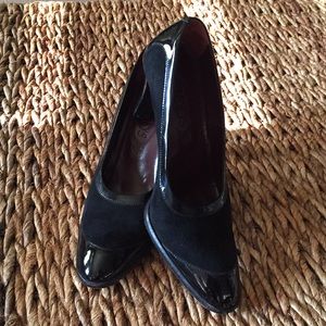 TOD’S black suede/patent heels. Size 7